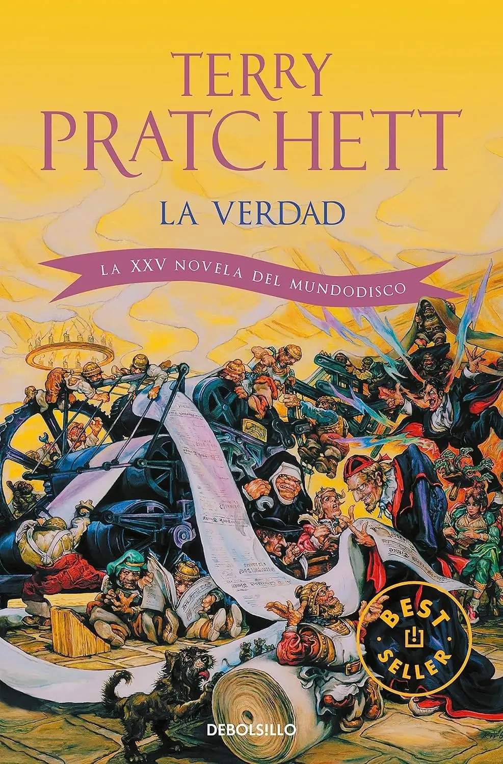 Portada de La verdad, de Terry Pratchett, volumen 25 de la saga Mundodisco
